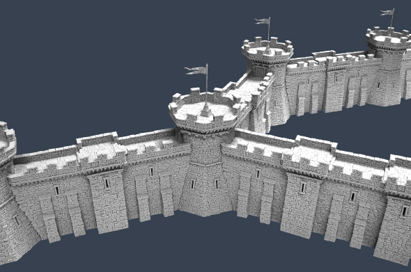Outer walls of my WIP medieval city with scorpion defense tower